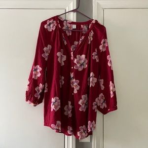 Old Navy dark red 3/4 sleeve blouse